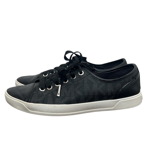Michael Kors Sneakers Woman’s Size 6.5 Black Logo Lace Up Designer Casual - Picture 3 of 9